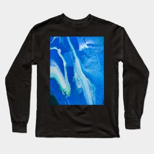 Ocean Themed Acrylic Pour Painting Long Sleeve T-Shirt